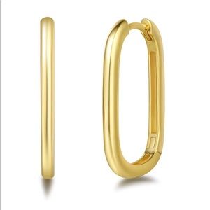 Gold Plated Sterling Silver Rectangle Hoop Earring